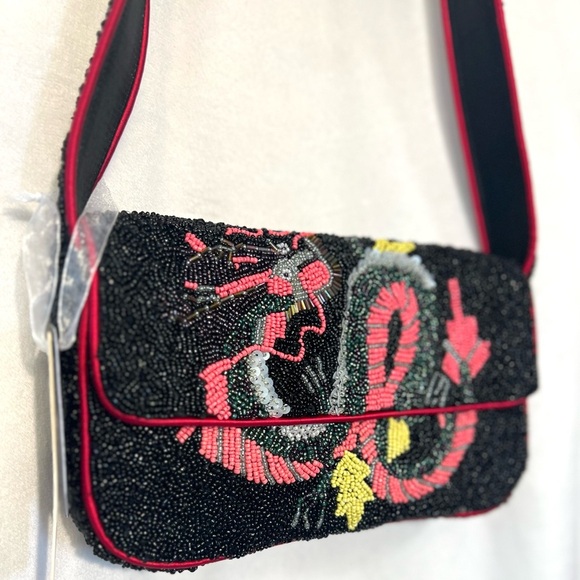 🐍MADE IN INDIA Snake/Dragon Beaded Shoulder Bag🐍NWT - Picture 6 of 15